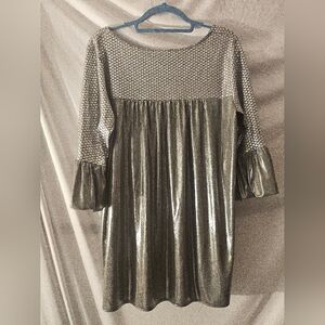 Womens Top Size XL NY Collection‎ Silver Shiny